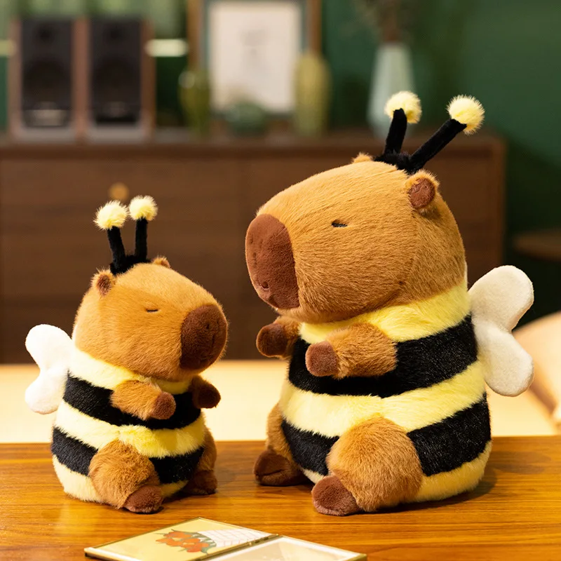Cute Bee Capybara Plush Toys Creative Simulation Bee Capybara Plush Dolls Soft Stuffed Animal Toy Kid Birthday Gifts Room Decor