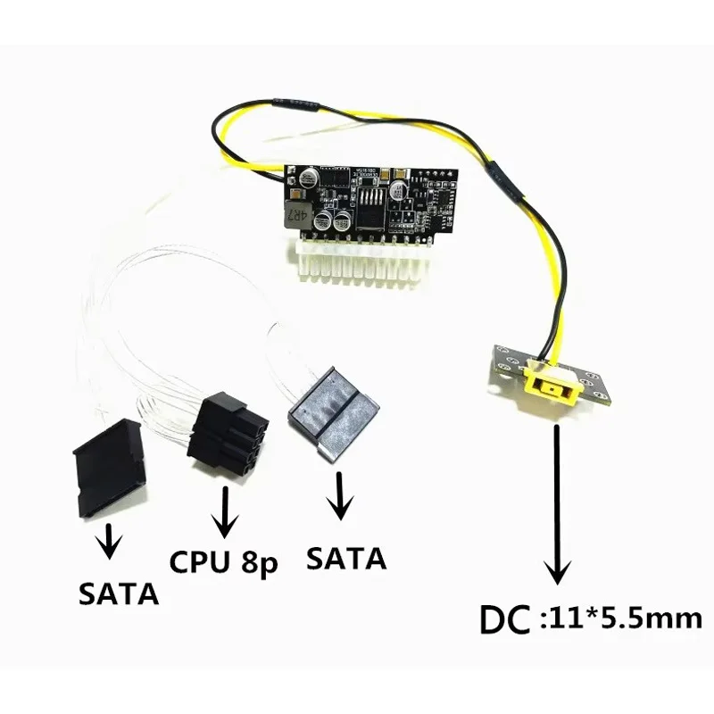 new upgrade 7.9mm×5.5m square port PSU 19V 200W Pico ATX Switch Mining PSU 24pin MINI ITX DC to ATX PC Power Supply For Computer