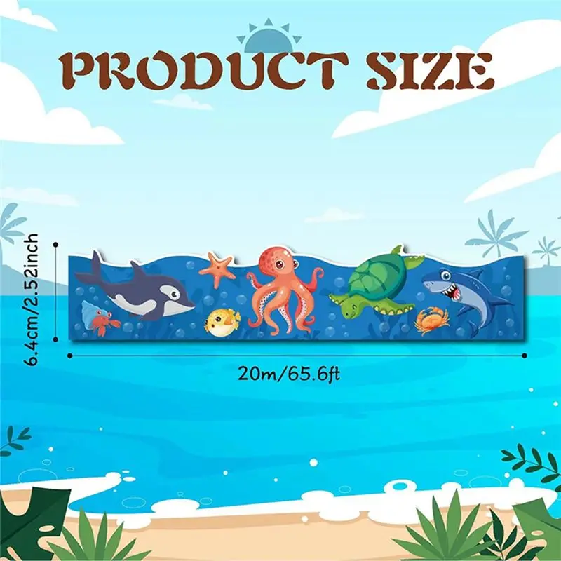 HITL 1 Roll Borders Stickers, Ocean Animal Board Borders, for Decorate Bulletin Boards,Walls,Desks,Window,Doors 65.6Ft