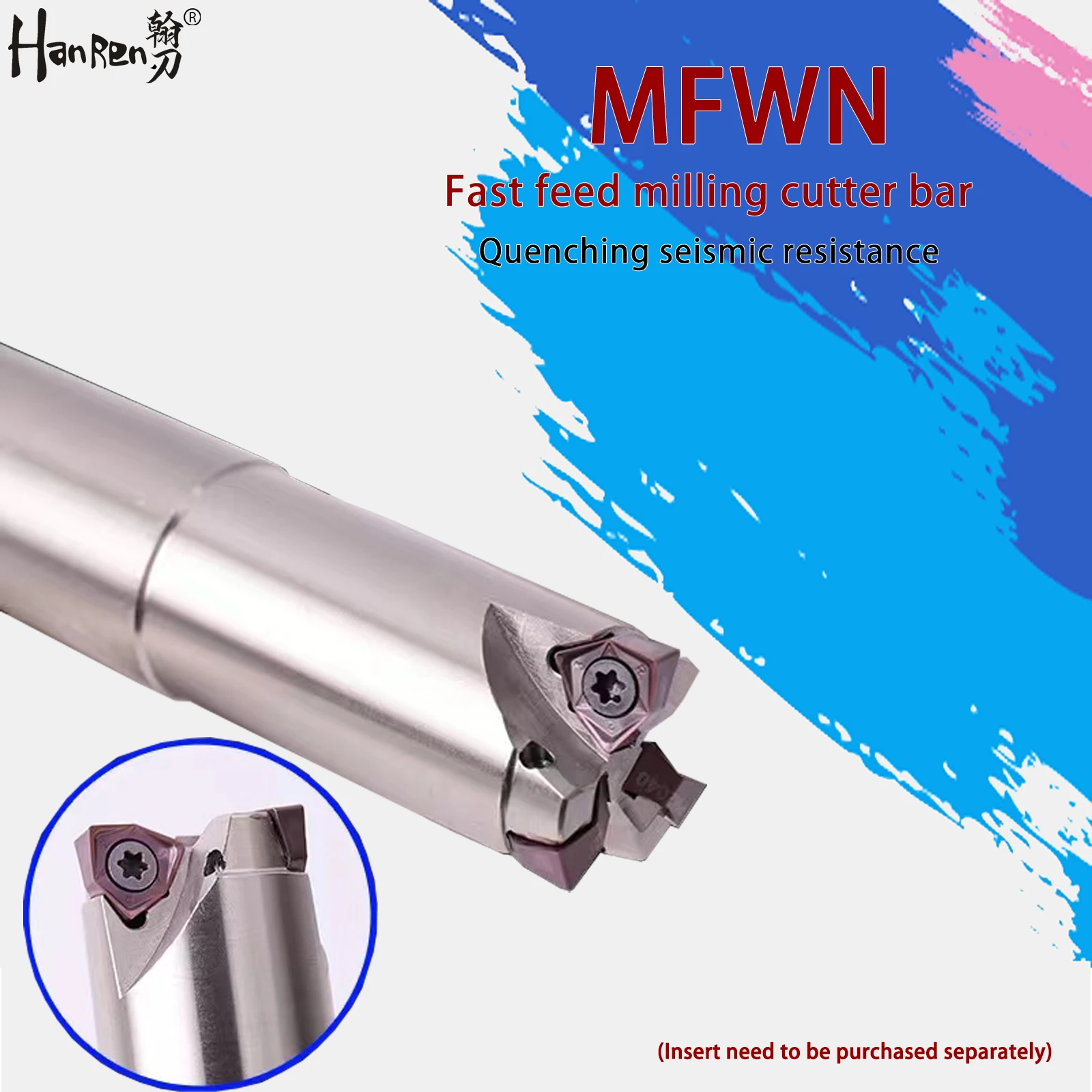 

MFWN90° Fast Feed Milling Cutter Bar Replaceable Insert Carbide CNC Tool WNMU040304 Right Angle Anti-seismic Knife