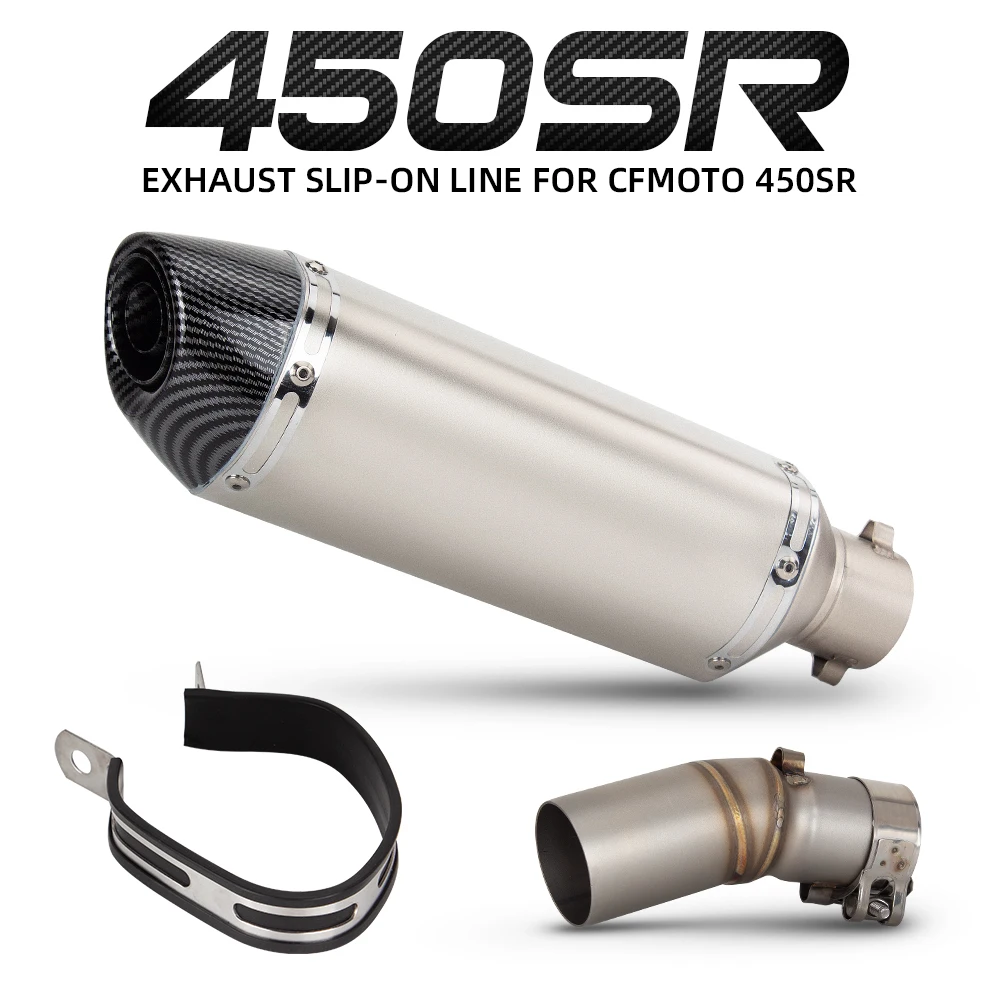

Slip-On Line For CFMOTO 450SR 2022-25 Motorcycle Exhaust System Modify Middle Pipe R77 Muffler with DB Killer Escape Racing Kit