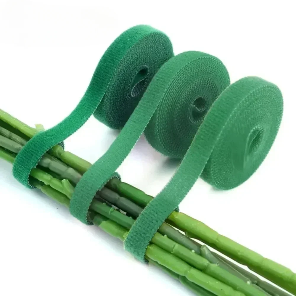 Self Adhesive Plant Nylon Cable Tie Green Adjustable Plants Hook Loop Support Garden Twine Bandage Reusable Fastener Tape Strips