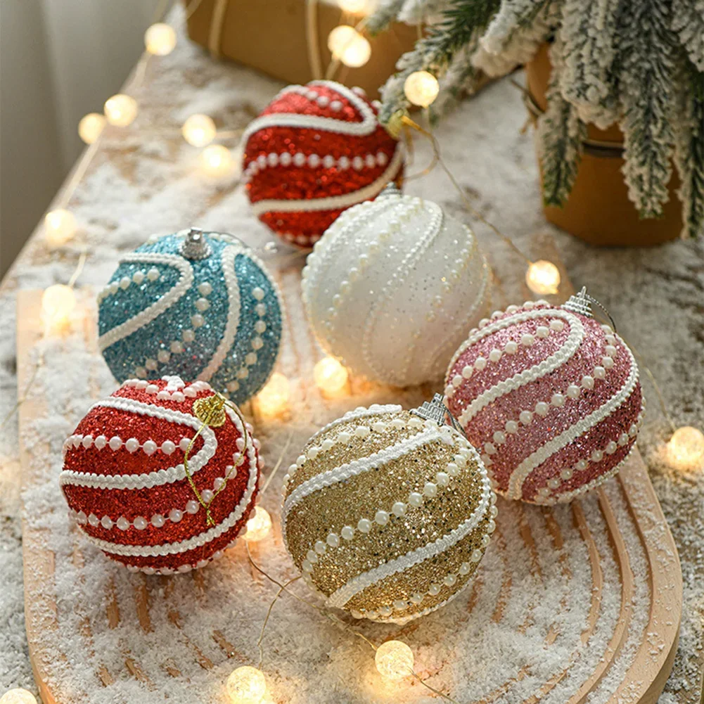 

8CM Christmas Ball Ornaments Set Painted Plastics Christmas Tree Pendant Decoration Christmas Decoration Accessories