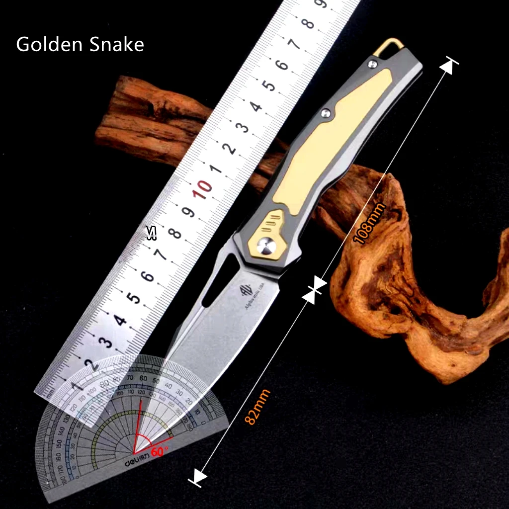 

EDC Folding Knife Blade N690CO Survival camping Titanium+CF Handle Tactical Pocket Knife for Outdoor Survival