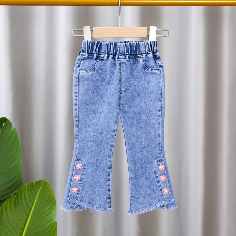 2026 Neue Mädchen-Jeans Kinder Frühling Herbst Mode-Jeans Schlaghosen Mädchen Hochwertige Schleife Freizeit Lange Hosen 0-5 Jahre – Detail 14
