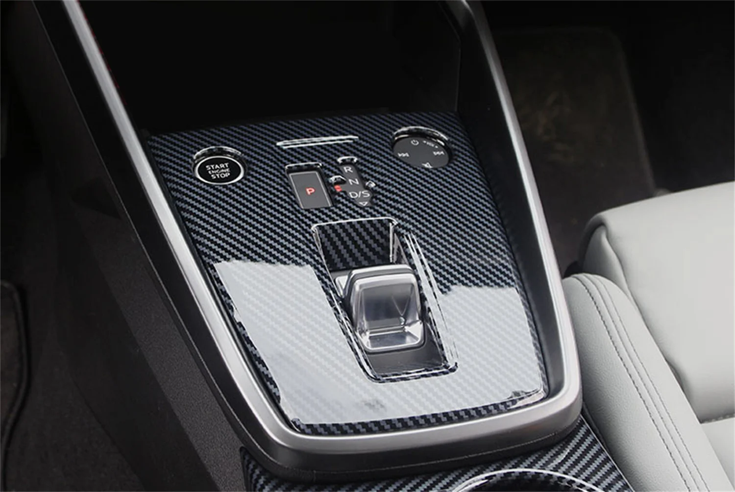 For Audi A3 8Y 2021 2022 2023 LHD!!! Carbon Black Interior Gear Shift Panel Cover Decorative Trim ABS Car Accessories 1pcs