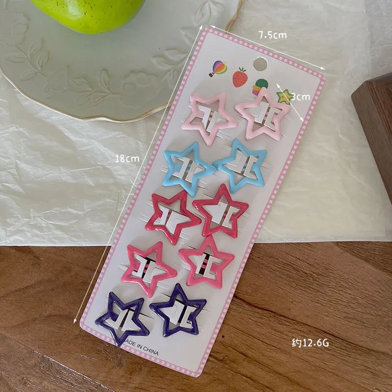 

Toddler Baby Hair Clips Colorful Dopamine Star Cute Wispy Bangs Clips Soft No Snag Simple Minimalist Girls Daily Home