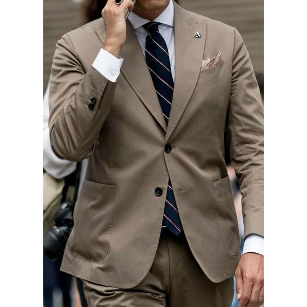 

Men Suit Set 2 Piece Single Breasted Big Pockets Notch Lapel Slim Fit Comfortable Elegant Business Suit Casual Formal Blazer Pan