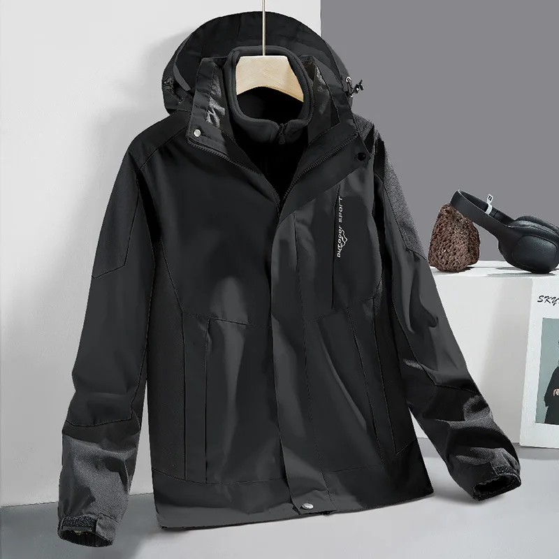 Outdoorthree-in-one Jacket Men and Women Couple Mountaineering Suit Windproof Waterproof Jacket Breathable Anti-splashing Jacket