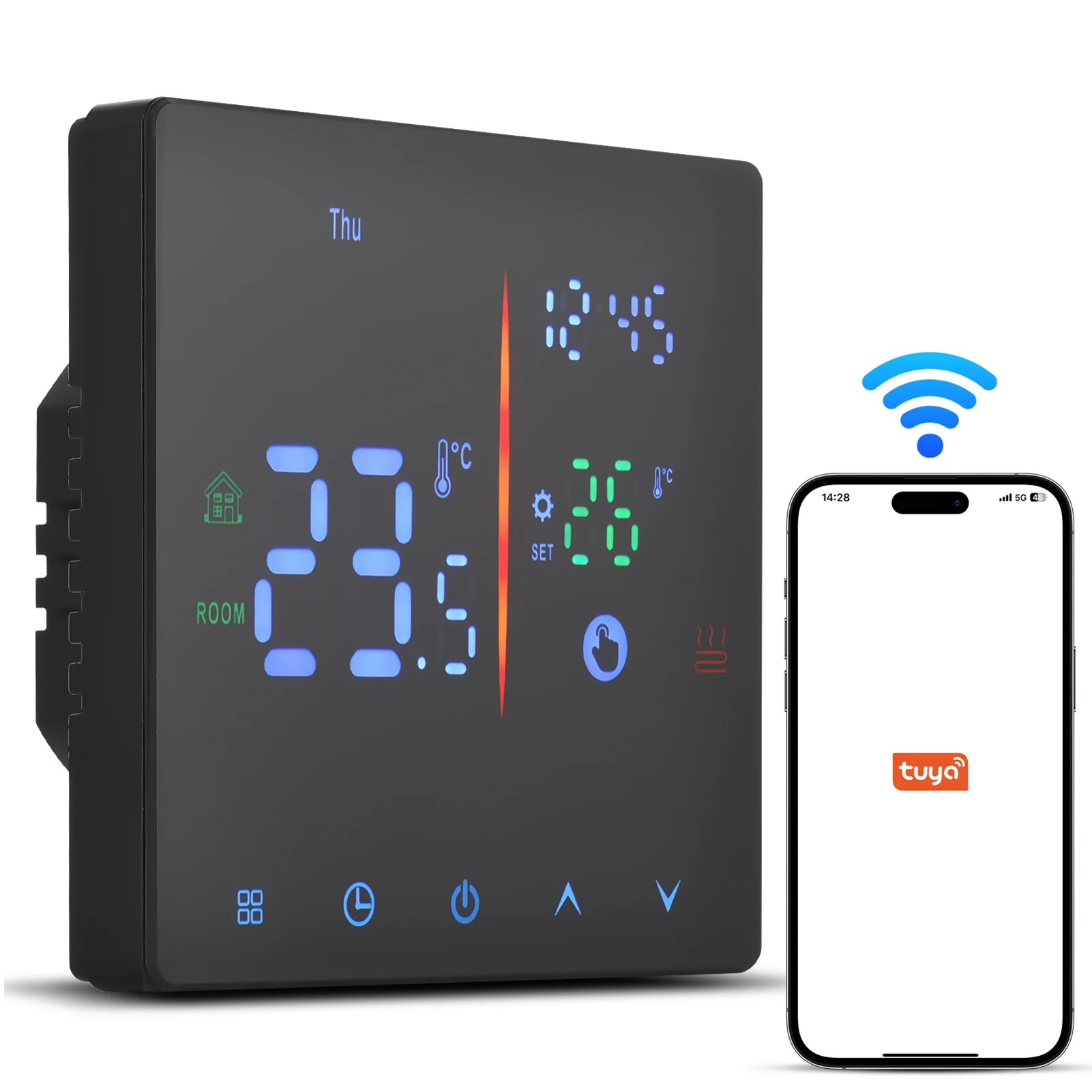 Smart Thermostat for Home WiFi Weekly Programmable Digital Thermostat Manual/Automatic Mode Tuya APP Control LCD Display