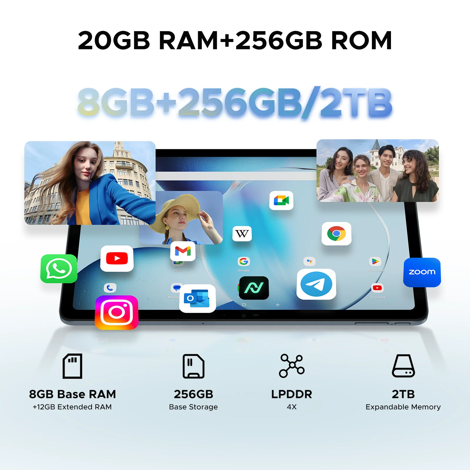 Picture 7: DOOGEE T36 Smart Tablet Android 15 12'' Screen 32GB RAM (8GB+24GB) 256GB ROM 8800mAh Battery Unisoc T620 Octa Core Widevine L1