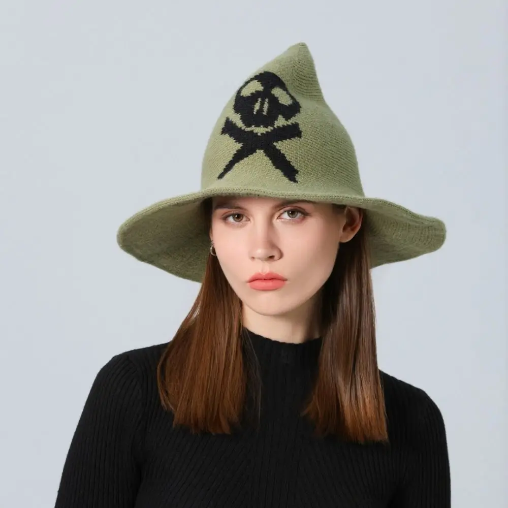 Coseplay Halloween Witch Hat Pointed Crown Decoration Wizard Black Hat Masquerade Hat Accessories Wool Knit Hat Costume