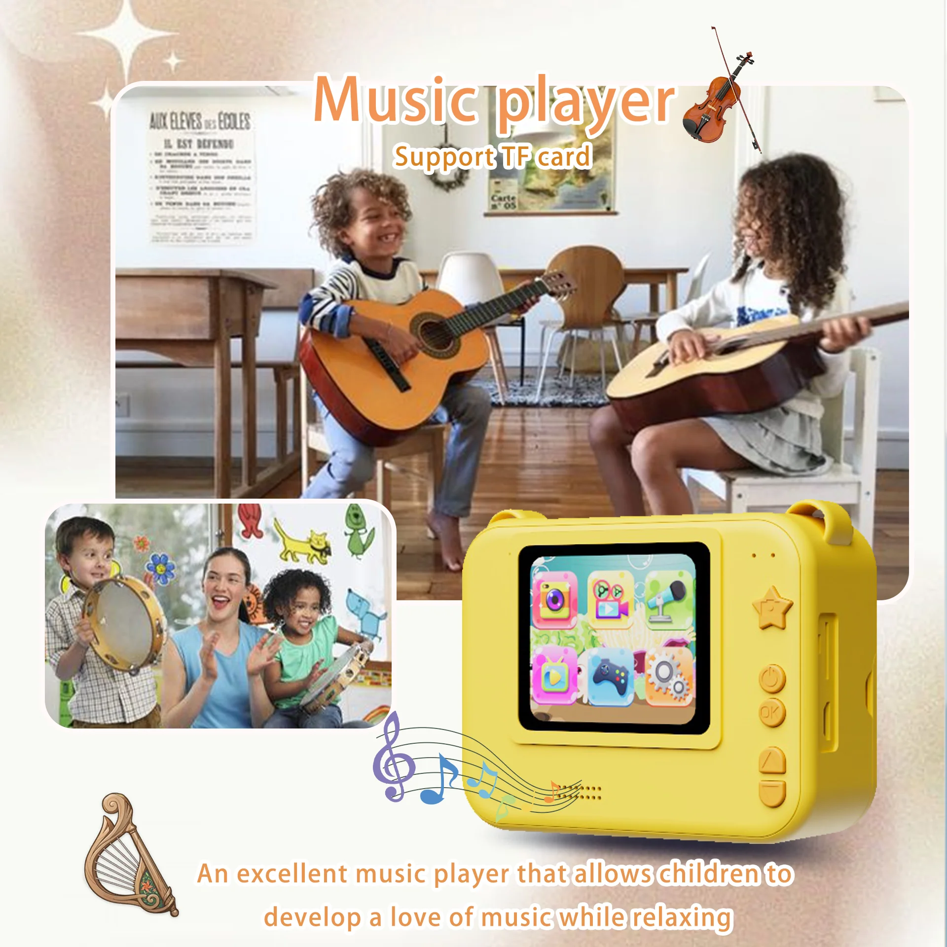 Instant Camera Printer voor kinderen Fotofotografie Hoge kwaliteit Afdrukken 1:1 Reductie Draagbaar 2,4 inch scherm met drie drukmodi