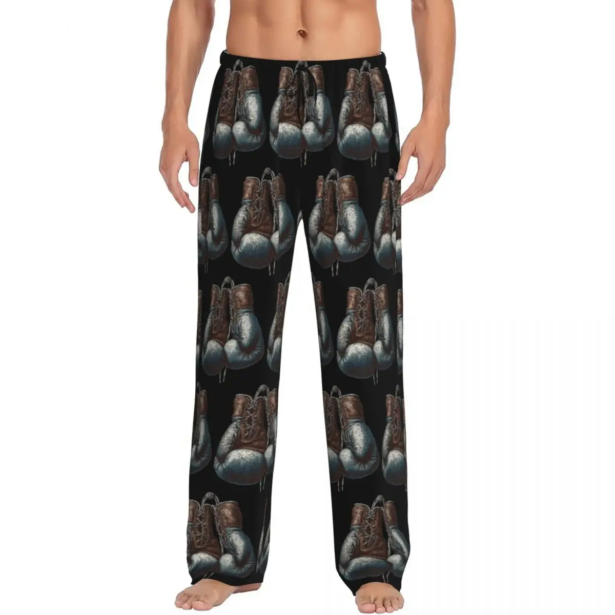Custom Boxing Kickboxing Boxing Gloves Pajama Pants Men Sleepwear Sleep Lounge Bottoms with Pockets
