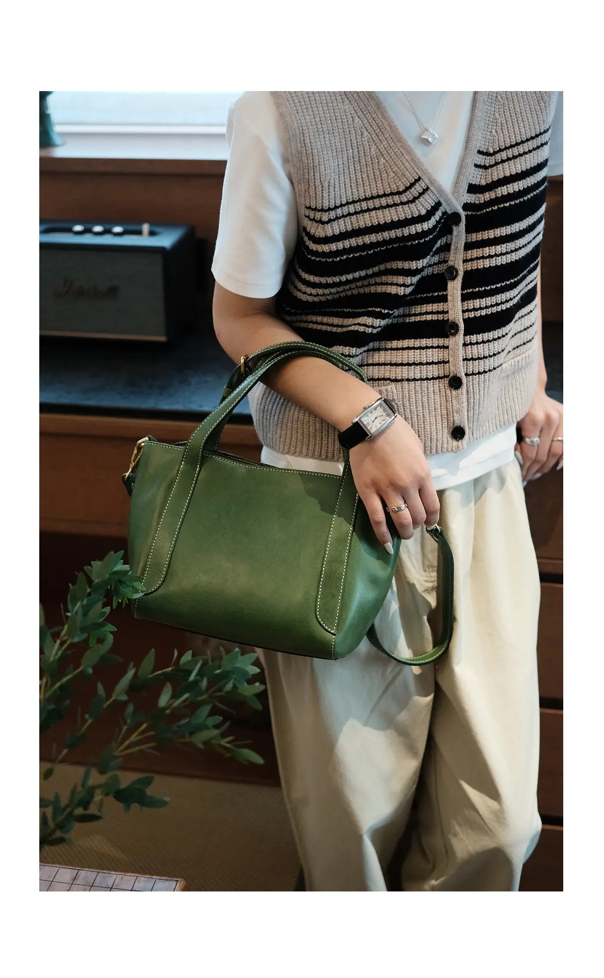 Schlichte, lässige, luxuriöse, handgefertigte Damen-Handtasche aus Rindsleder der ersten Schicht, modische Designer-Weekender-Tasche aus echtem Leder, Damen-Schultertasche – Detail 7