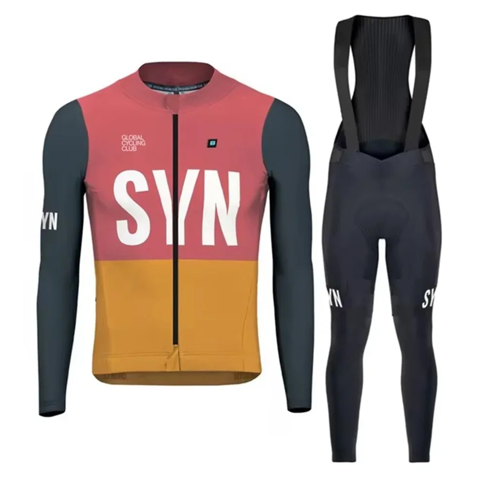 

2025 bright color value SYN men's long sleeve cycling Kits spring summer outdoor road cycling suit bib shorts and top collection