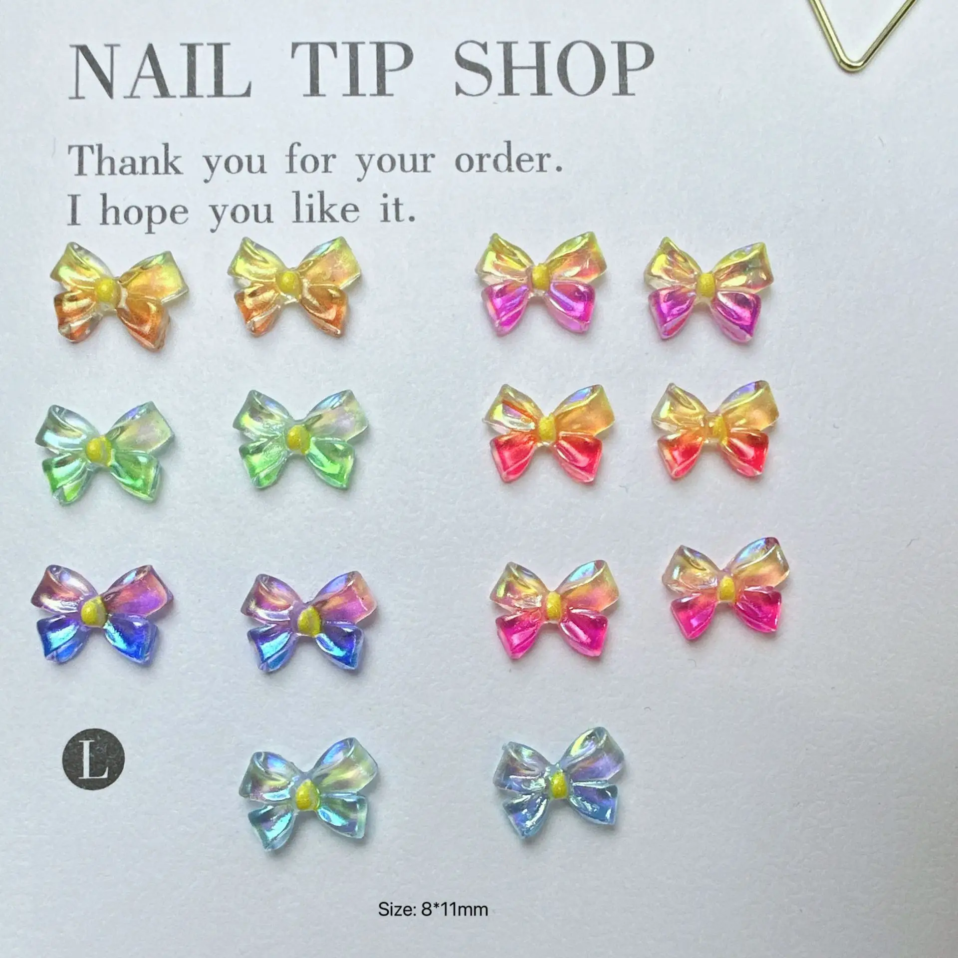 100 pezzi/pacco 2026 ciondoli per unghie con fiocco in resina iridescente - Aurora Butterfly Nail Art, decorazione per unghie a pressione futuristica per manicure fai da te