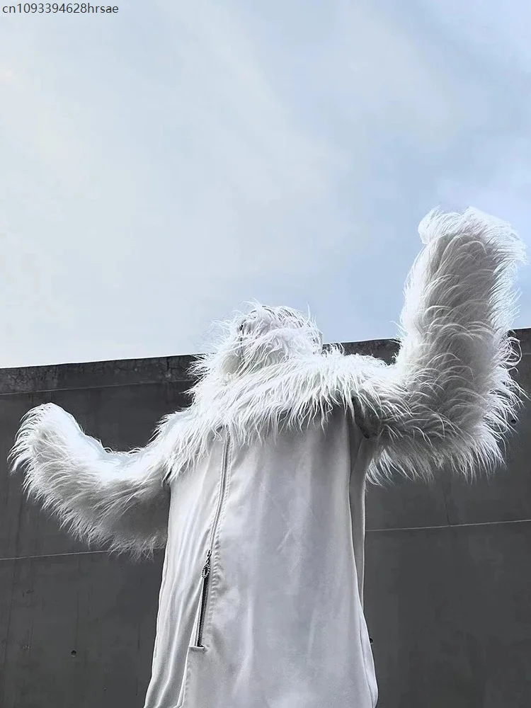 2025 nouveau automne hiver épais chaud poilu Shaggy recadrée fausse fourrure manteau hommes de luxe vêtements de créateur noir moelleux veste