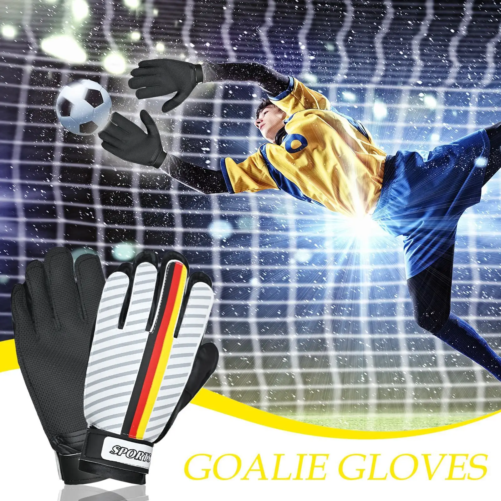 قفازات حارس المرمى زوج واحد من قفازات حارس المرمى للشباب، ملحقات تدريب لاعب كرة القدم الرياضية القابلة للتعديل للفصول المدرسية