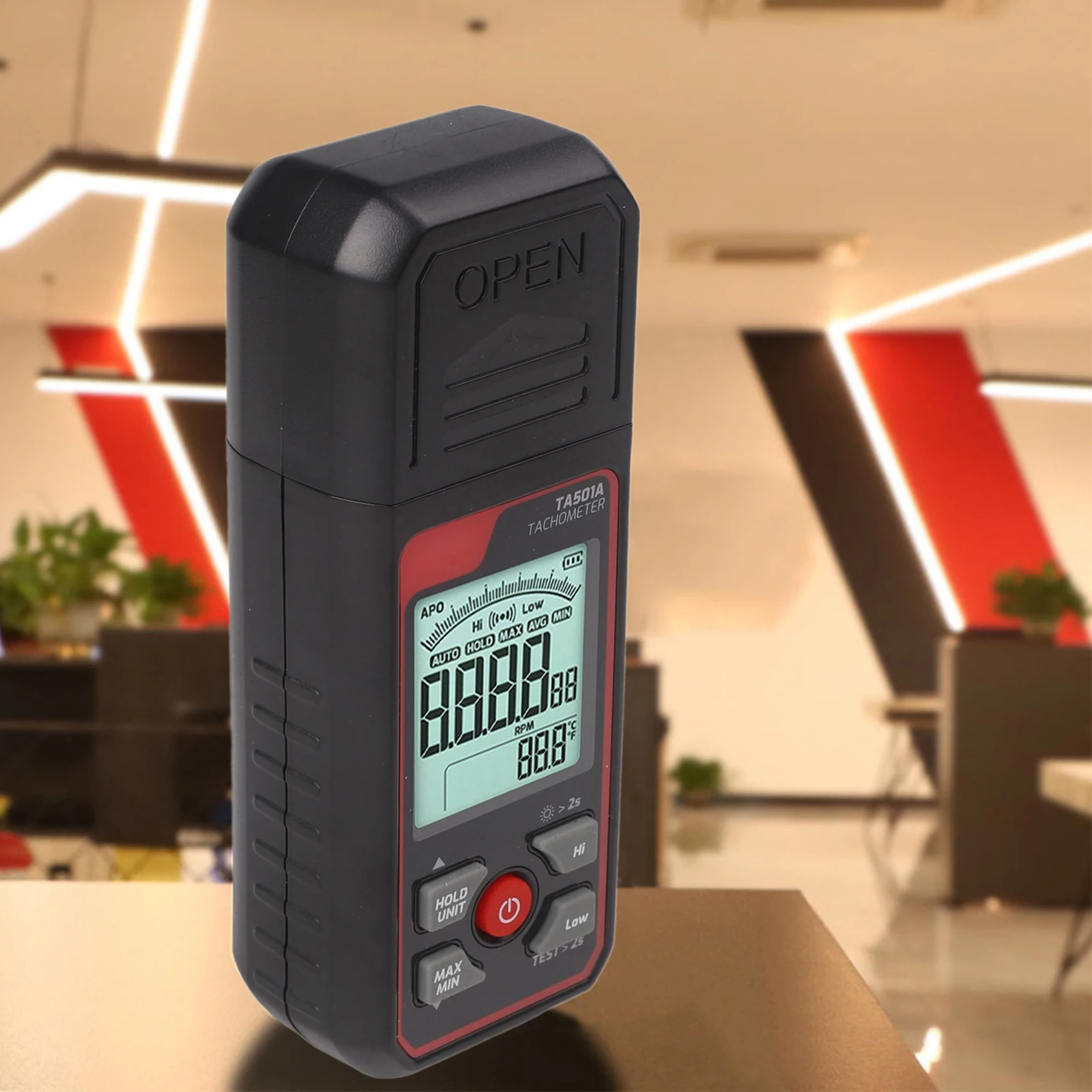 

TA501A Digital Photoelectric Tachometer Measures Motor Speed Effectively with Backlit Display and Non Contact Technology