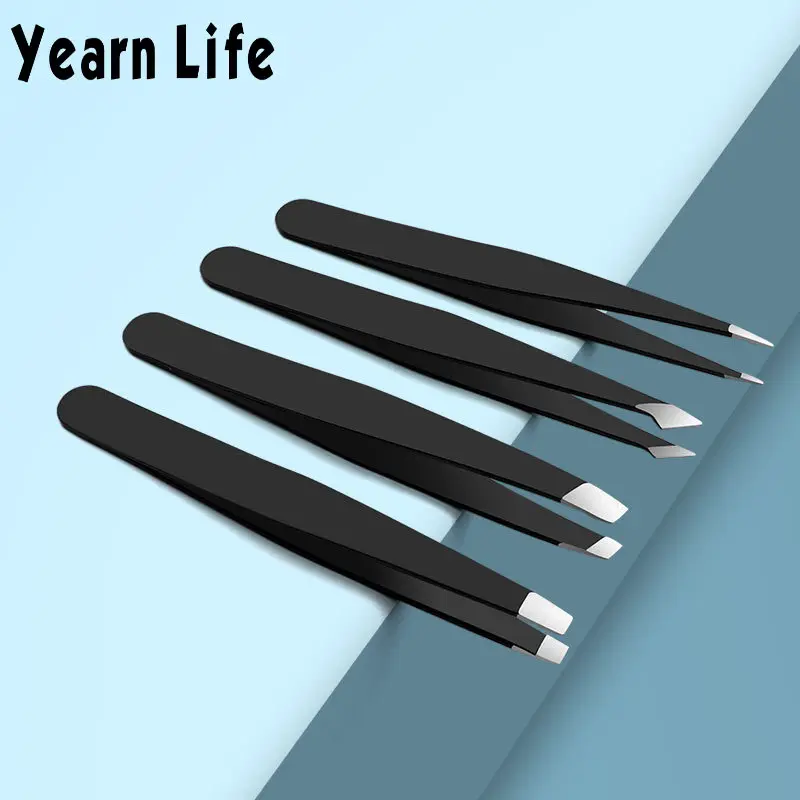 Stainless Steel Eyebrow Tweezers Black Flat Hairs Puller Beauty Makeup Tool пинцет для ресниц pince a epiler пинцет для бровей