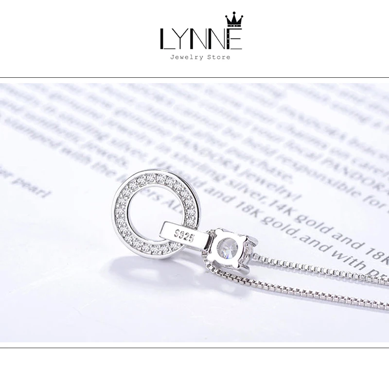 New Fashion 925 Sterling Silver Round AAA Zircon Pendant Necklaces Women Jewelry Gift Dance Rhinestone CZ Charm Clavicle Chain