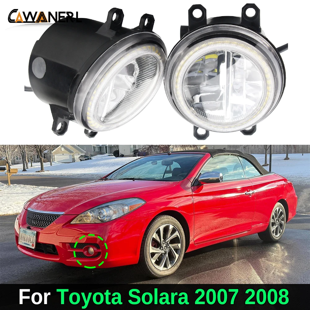 2 X 30W 3000LM Car External LED Fog Light with Angel Eye Daytime Running Lamp DRL Design For Toyota Solara 2007 2008