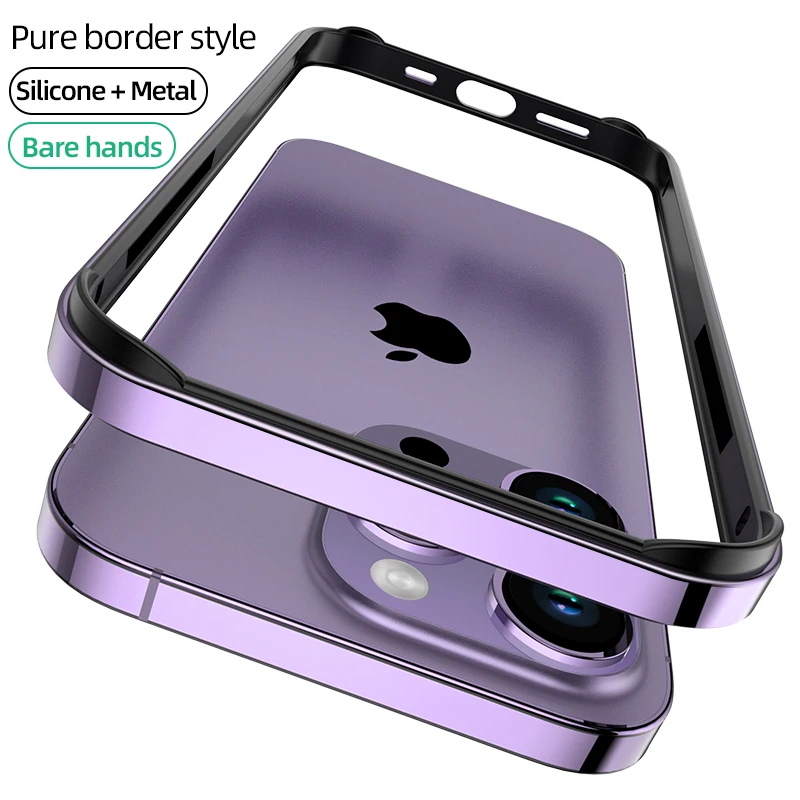 Luxury Silicone Frame Hybird Aluminum Bumper Case For iPhone 14 Plus 13 12 Mini 11 15 Pro Max 14pro XR XS Accessories