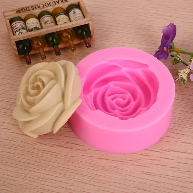 3D Rose Flower Shape Fondant Silicone Mold Mould Baking Cake Cookies Jelly Form Chocolate Soap Sugar Mold Handmade Soap Making