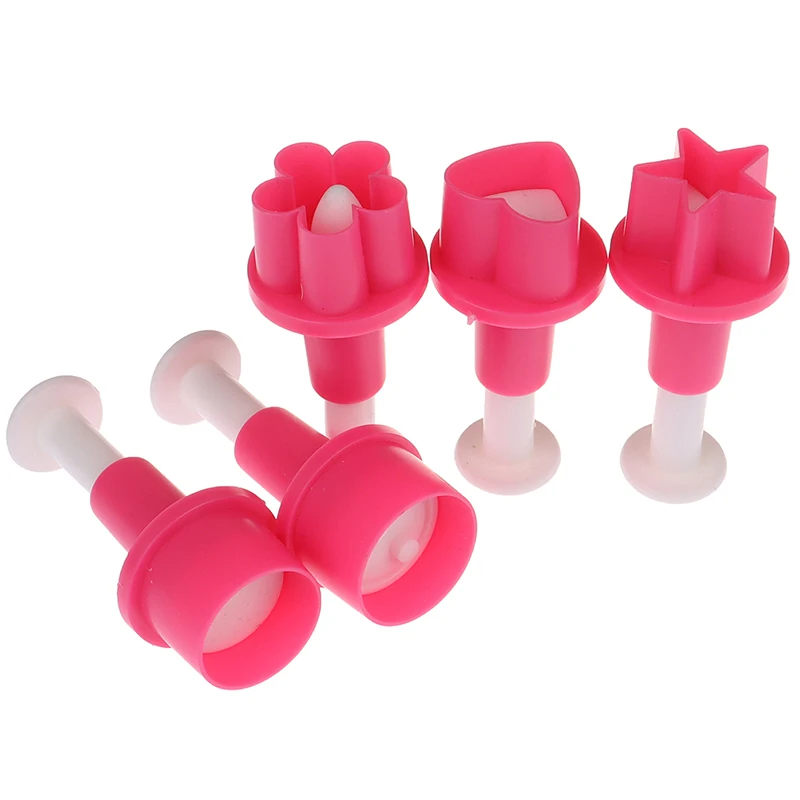 5Pcs Cookie Cutter Cake Mold Star Button Plum Heart Plunger Biscuit Fondant DIY Stamping Mould Pastry Cakes Decor Baking Tool