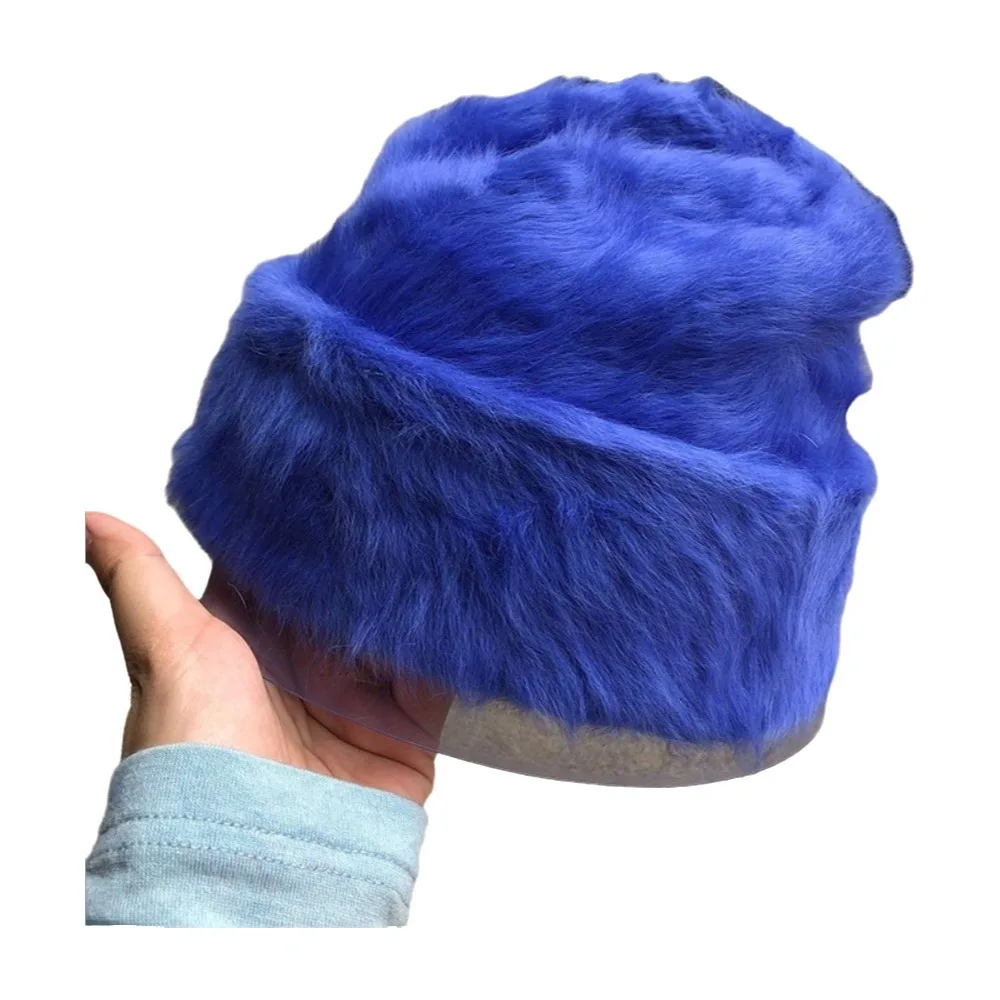 Fashion Solid Color Slouchy Beanie Hat Rabbit Fur Y2k Winter Knitted Cap Flexible Elastic Ear Protection Skullcap Joggers