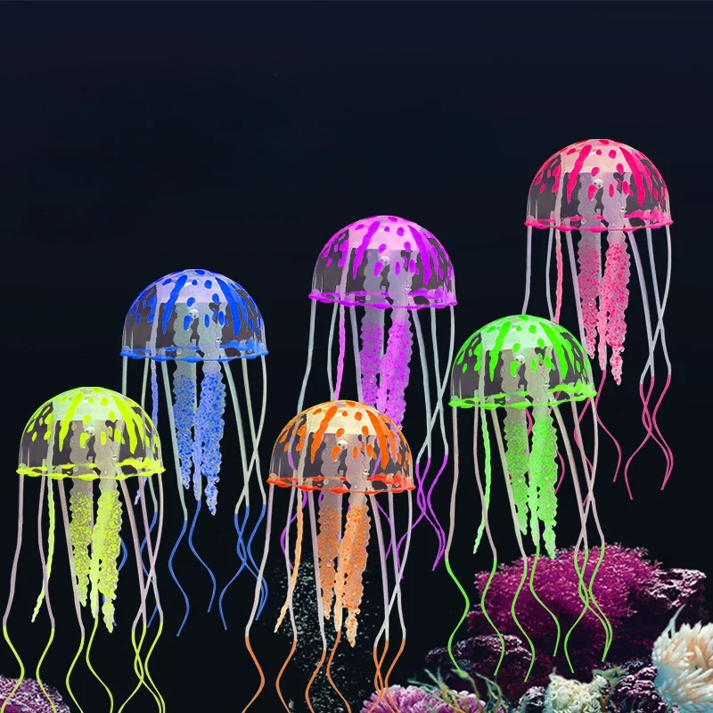 Artificial Vivid Jellyfish Silicone Fish Tank Decor Aquarium Decoration Ornament Silicone material odorless fish tank decoration