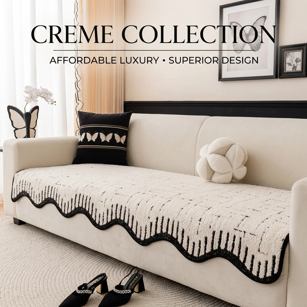 Modern Wavy Sofa Seat Cushion Cover Heavyweight Plush Couch Slipcover Anti-Skid Living Room Rug Tatami Mat Drop Shipping