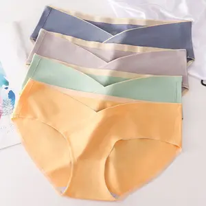 Hochtütiges Baumwollhip für schwangere Frauen, einstellbare Unterhosen zur Unterstützung des Bauches, monochrome Unterhose, 4 Stücke 6 Hauptverkäufe Cueca Baumwolle schwanger - №2