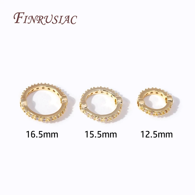 Trendy Brass with Zircon Circle Bead Frames 18K Gold Plated Metal Through Hole Bead Frame Connectors DIY Jewelry Making Supplies