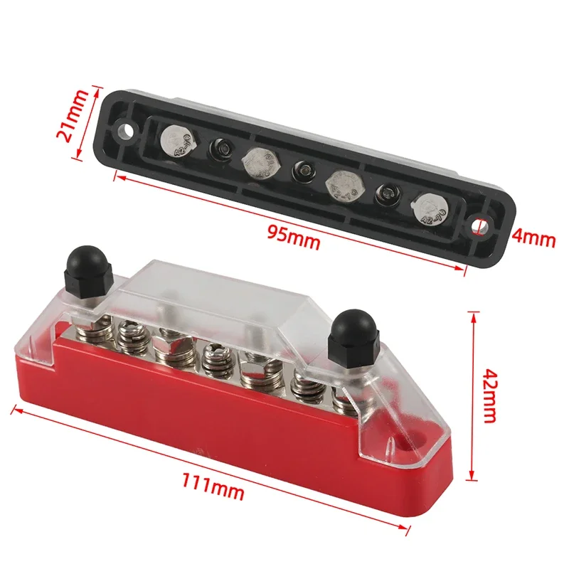 Positive Negative Battery Bus Bar Power 12V Distribution Block 4 X M6 Car Terminal Block Studs 3 X M4 Terminal Bus for RV Boat