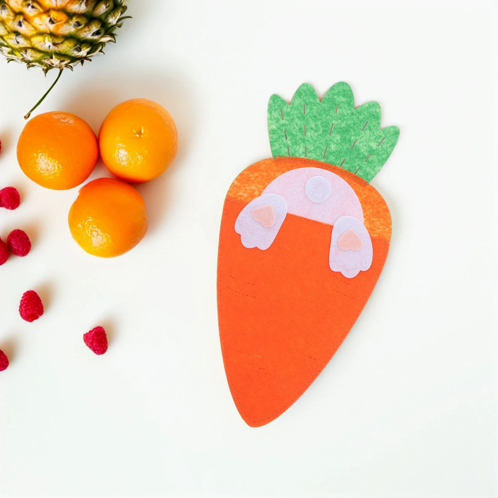 

4 Pcs Carrot Knife and Fork Bag Cutlery Decorative Easter Bunny Tableware Pouch Radish Bags Utensil Pouches Cloth