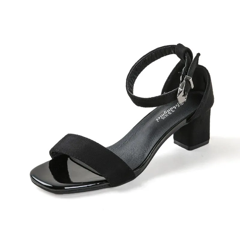 

Women's Casual Velvet High Heel Sandals Summer New Style Outdoor Wear Thick Heel Strap Sandals Fashionable All Season