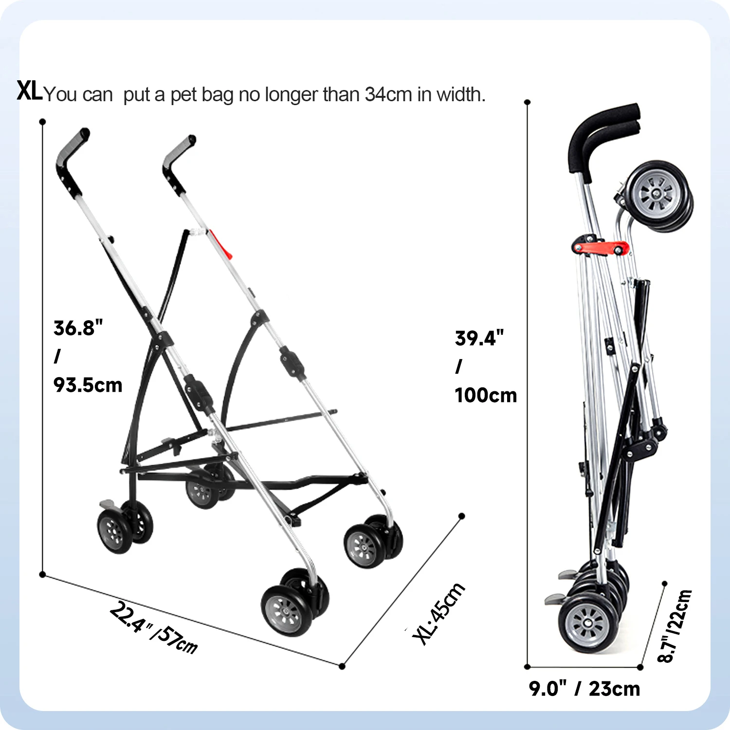 Winter Pet Stroller Frame For Car Seat Bag Simple Foldable Trolley Transport Multifunction Cat Dog Stroller