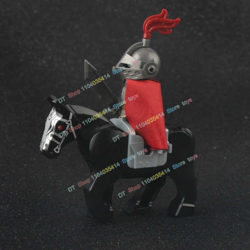 MOC Medieval Time Knight Roman Warrior Soldier horse Helmet Action Figures Accessories Building Blocks Toys For Kids X0348