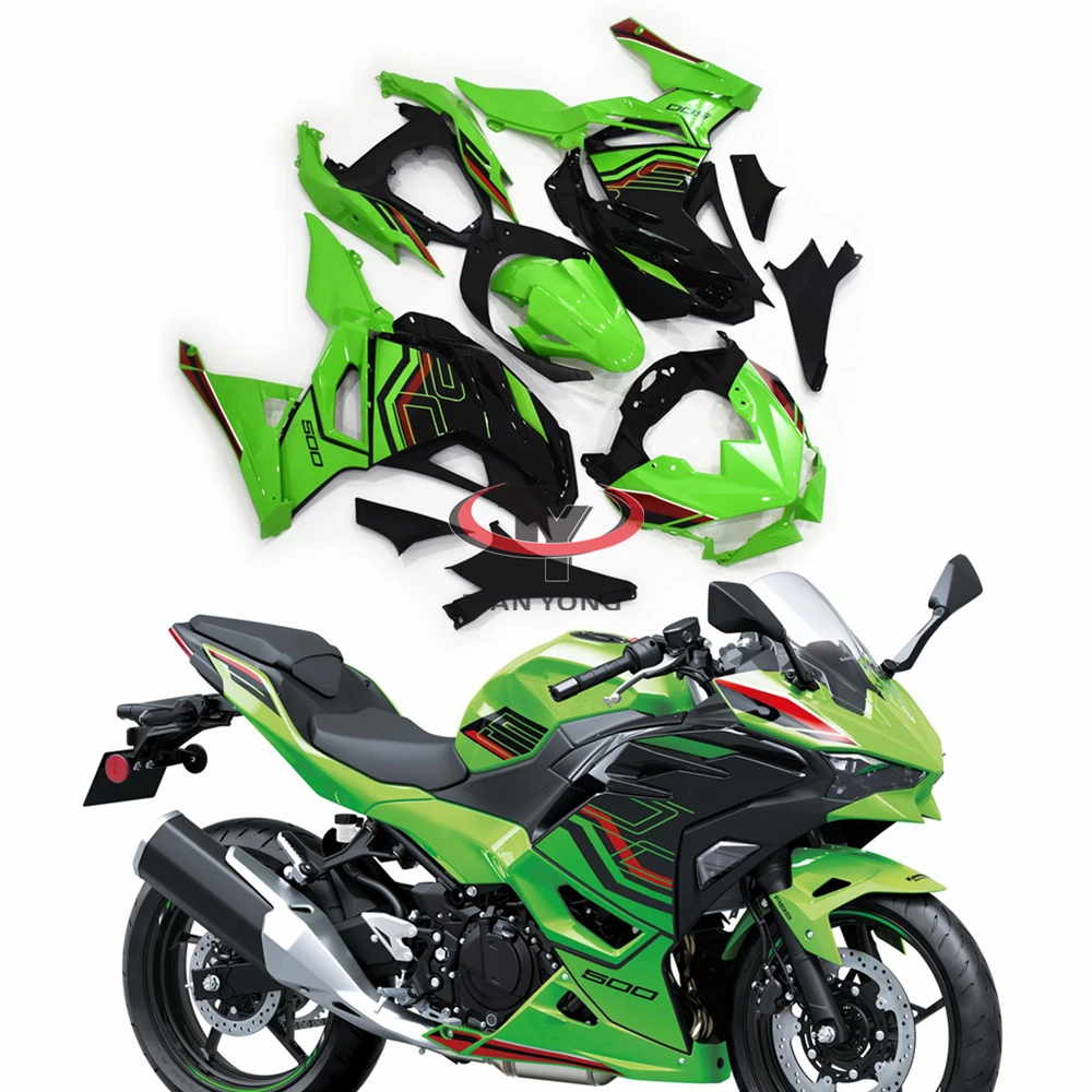 Bodywork Injection Cowling Bright green red black geometric stripes For ninja500 2024 2025 ninja 500 Motorcycle Full Fairing Kit