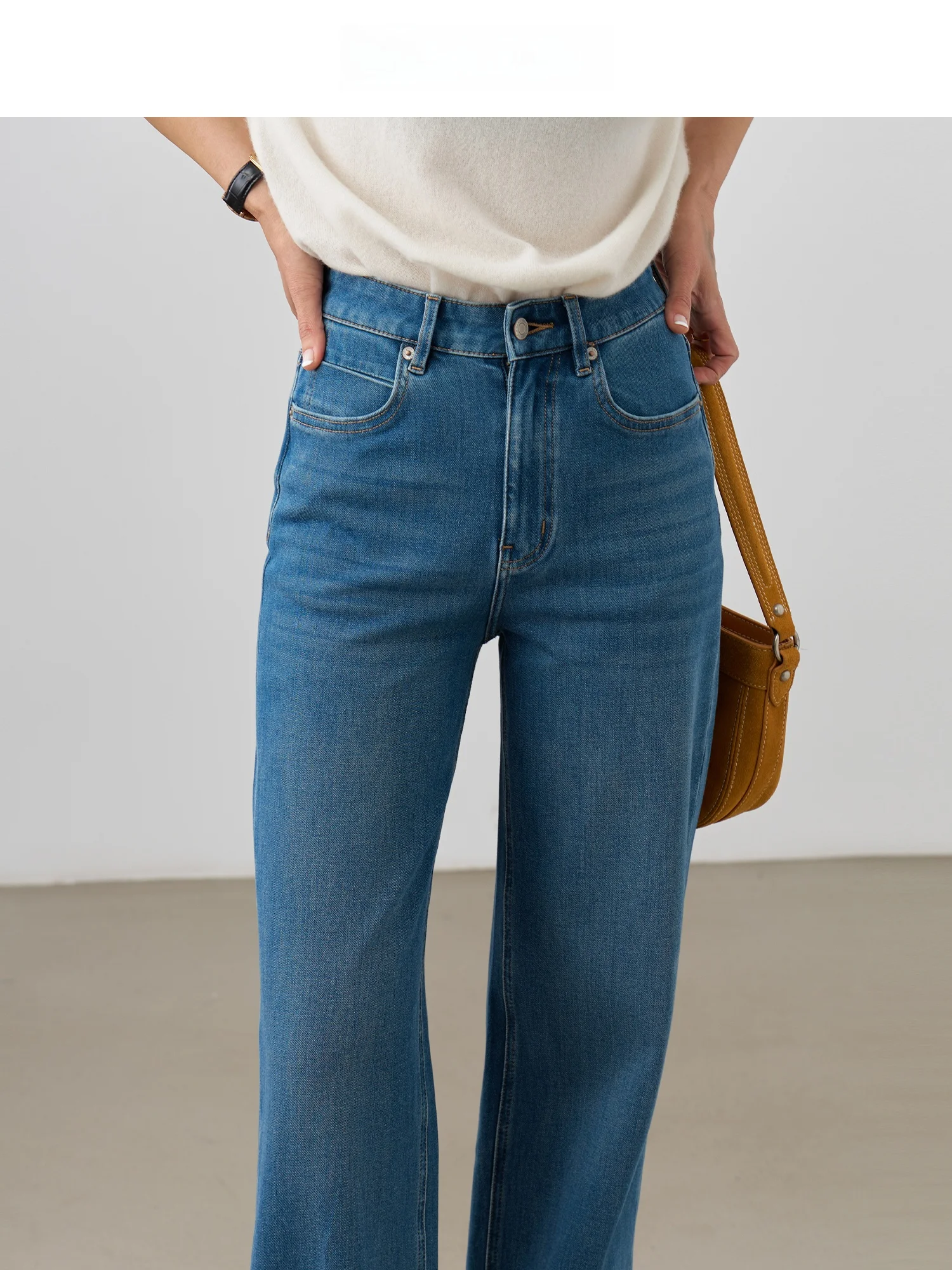 

Модные деконструированные длинные джинсы из хлопка и лиоцелла, классические тонкие повседневные джинсовые брюки, прямые женские джинсы с высокой талией