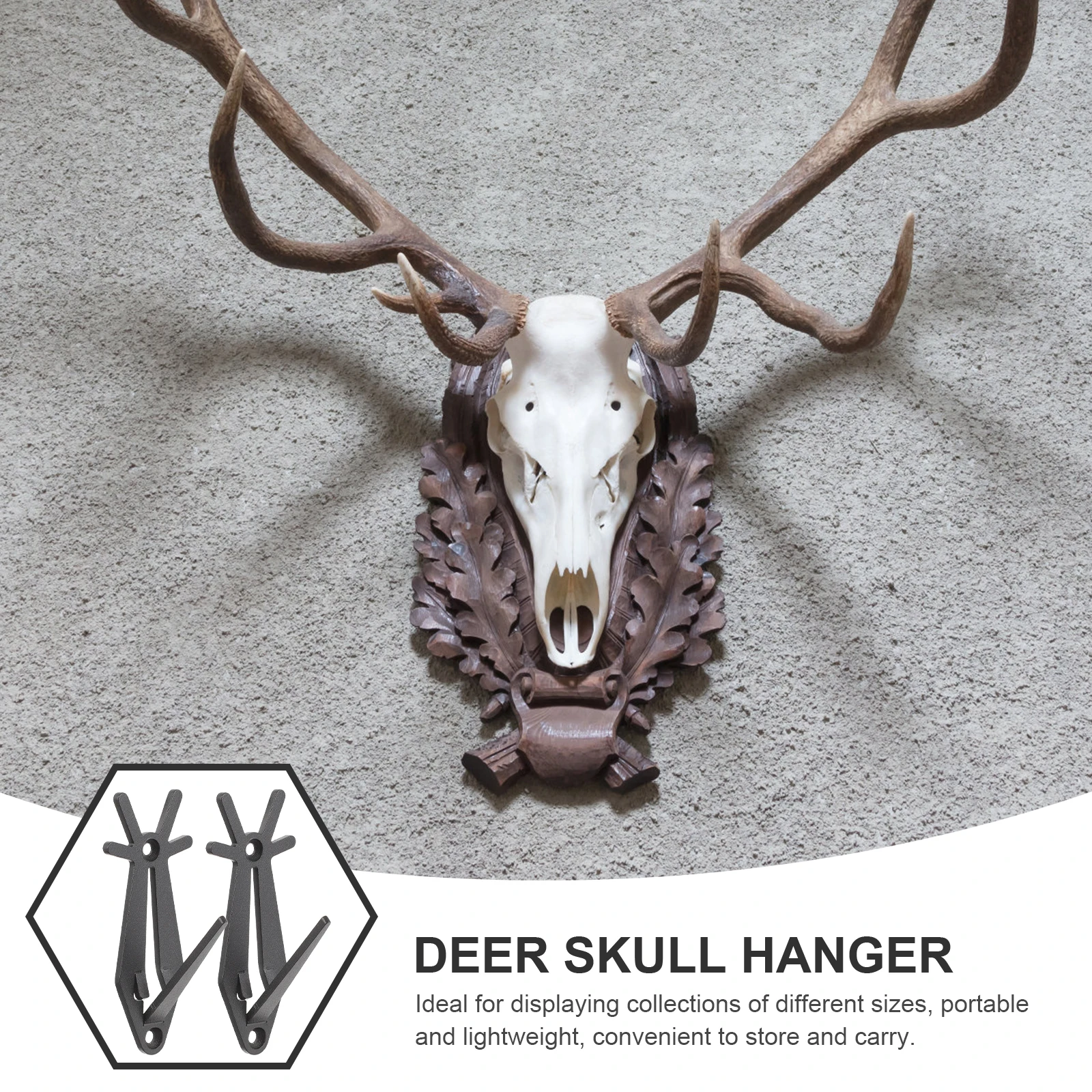 

6pcs Deer Skull Hook Wall Mount Stainless Steel Craft Display Hanger Shelf Rack For Home Outdoor Decor Collection