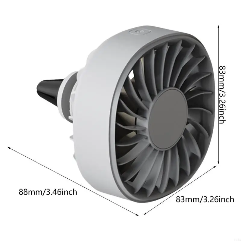 MINI USB Powereds Car Phatsilation Fan 360 Rotation Contion Light