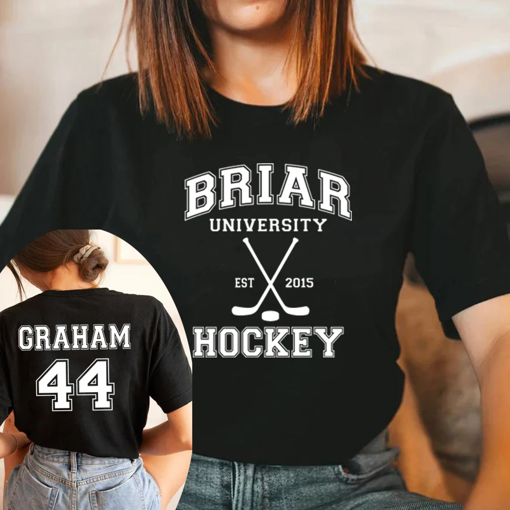 Briar University Graham 44 Hockey 2 Side T-Shirt Off Campus Hockey Romance Shirt Unisex Short Sleeve T-shirts Bookish Gift Tops