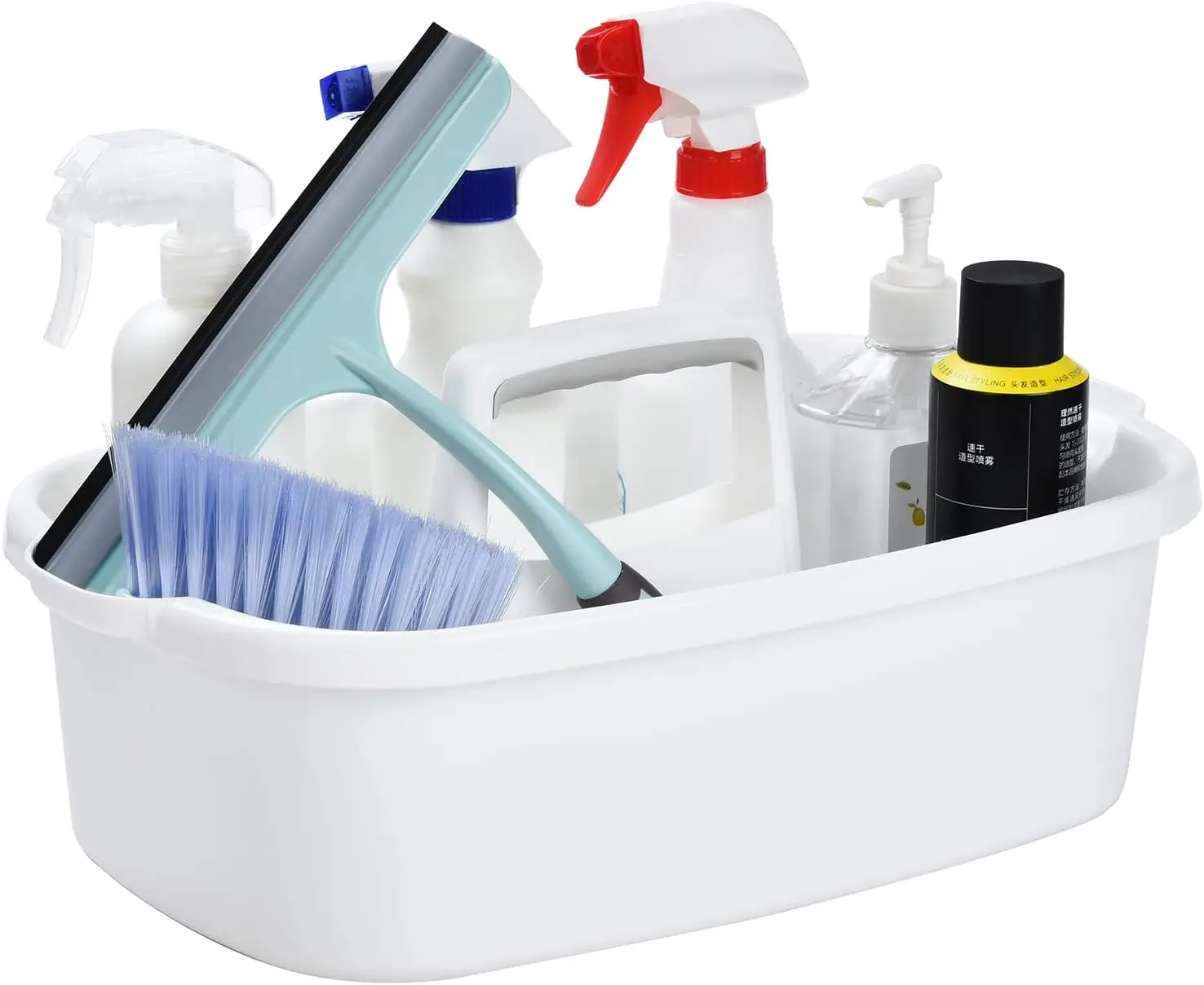 

Large Cleaning Caddy with Handle, Plastic Storage Basket for Bathroom, Kitchen, Car, Dorm - White