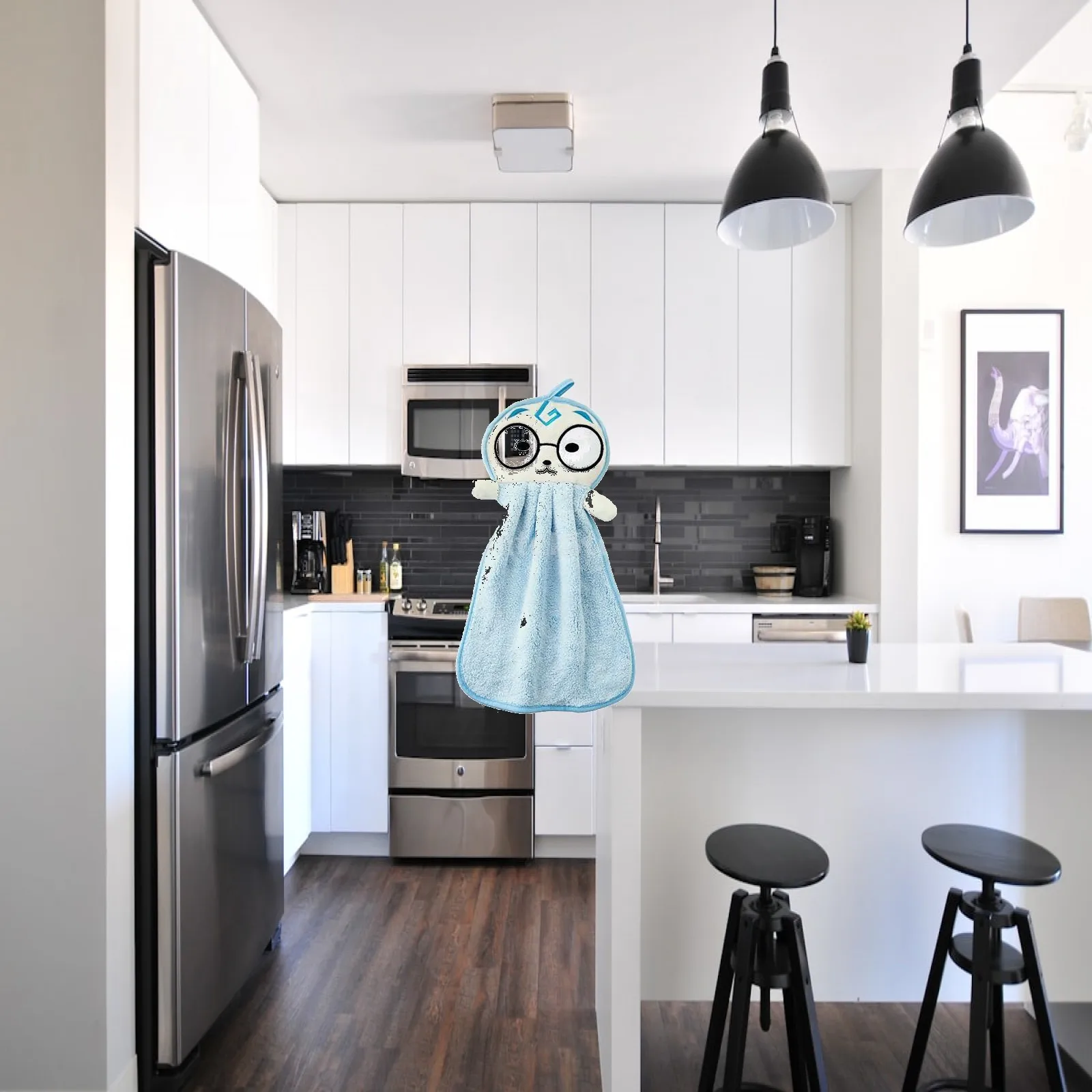 Fast Drying Hanging Hand Towel Plush Absorbent Reusable Dishcloth for Sink Backsplash and Bathroom