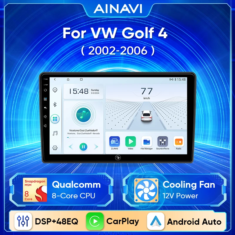 Ainavi-Radio con GPS para coche, reproductor Multimedia con Android 13, estéreo, Carplay, DVD, 2DIN, para Volkswagen VW Golf 4 IV Jetta MK4 Classics