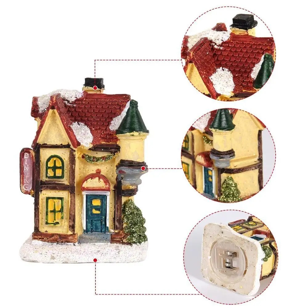 Oświetlenie Żywiczne Świąteczny Domek Świetlny LED Miniaturowy Domek Świąteczna Wioska Kerstdorp Meble Prezenty