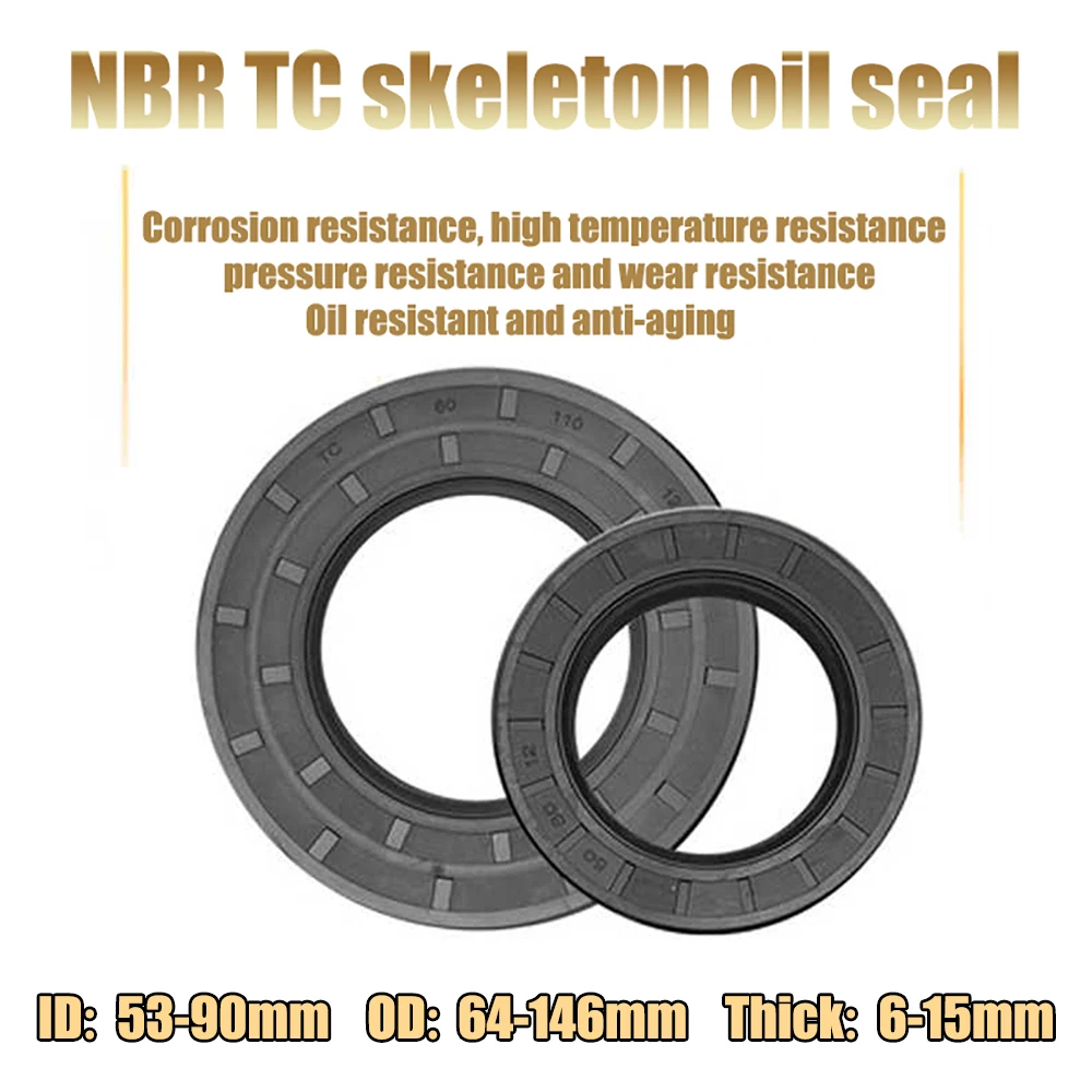 1Pcs ID 53-90mm Black NBR TC/FB/TG4 Skeleton Oil Seal OD 64-146mm Thick 6-17mm Nitrile Butadiene Rubber Gasket Sealing Rings